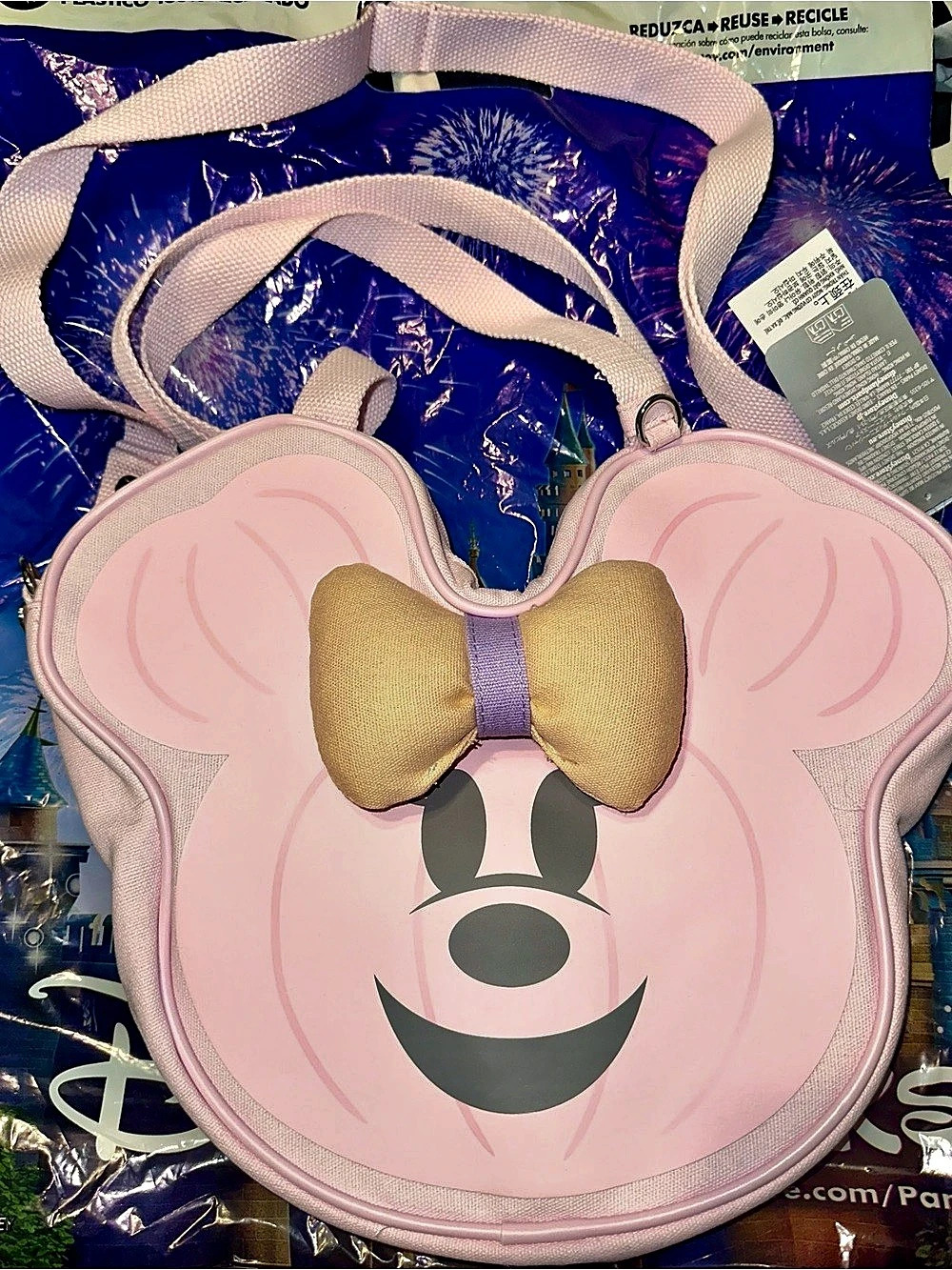 Disney Parks 2026 Halloween Minnie Mouse Pink Ghost Canvas Tote Bag Hey Boo New